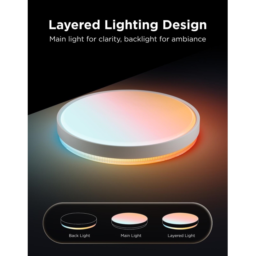 Govee - LED RGBICWW Stmívatelné stropní svítidlo LED/55W/230V pr. 46 cm Matter Wi-Fi