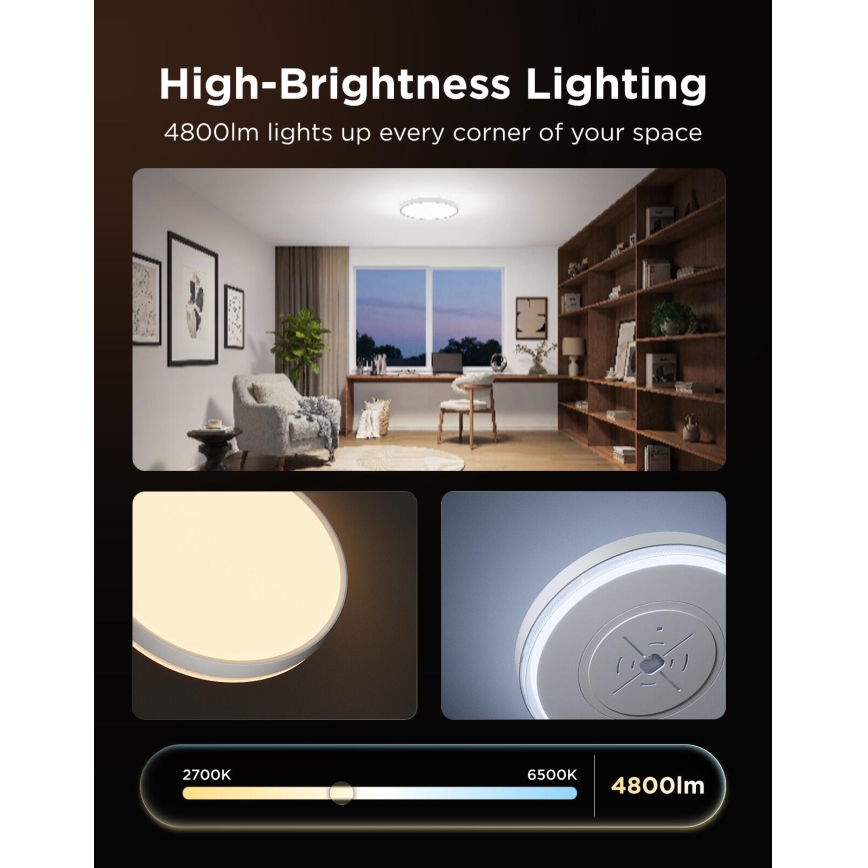 Govee - LED RGBICWW Stmívatelné stropní svítidlo LED/55W/230V pr. 46 cm Matter Wi-Fi
