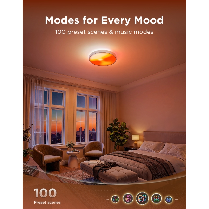 Govee - LED RGBICWW Stmívatelné stropní svítidlo LED/55W/230V pr. 53 cm Matter Wi-Fi