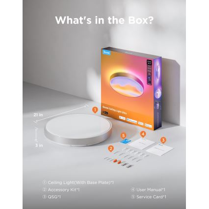 Govee - LED RGBICWW Stmívatelné stropní svítidlo LED/55W/230V pr. 53 cm Matter Wi-Fi