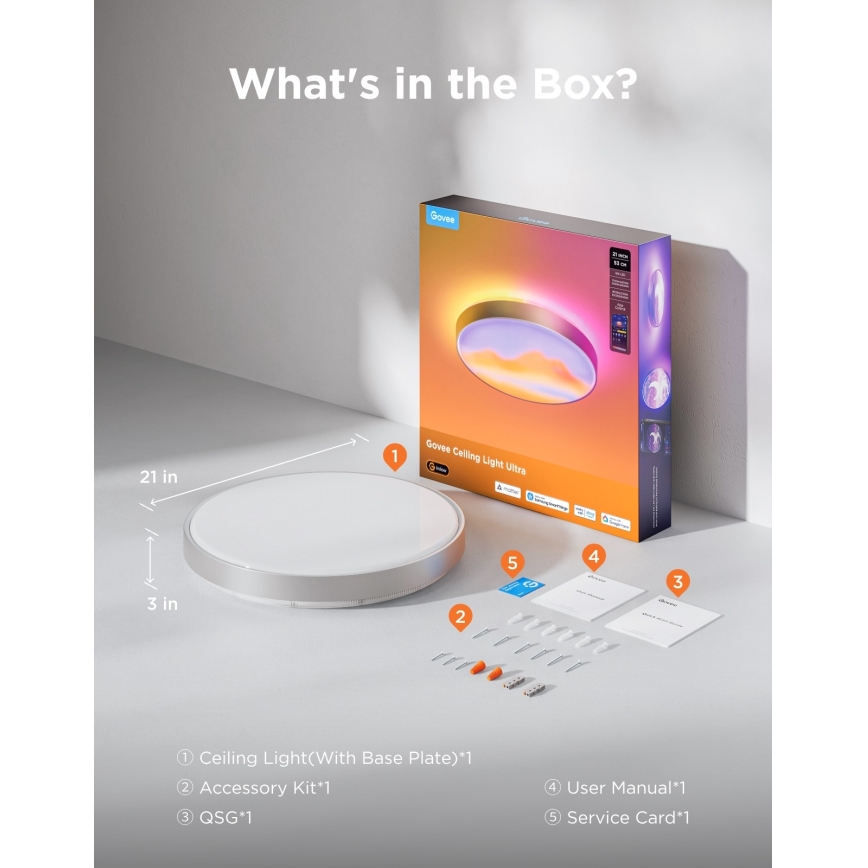 Govee - LED RGBICWW Stmívatelné stropní svítidlo LED/55W/230V pr. 53 cm Matter Wi-Fi