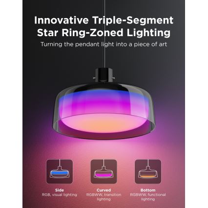 Govee - LED RGBICWW Stmívatelný lustr na lanku LED/21W/230V Matter Wi-Fi