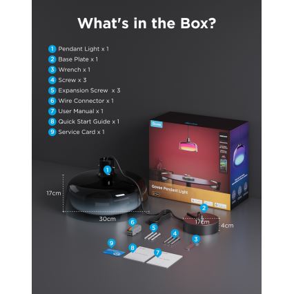 Govee - LED RGBICWW Stmívatelný lustr na lanku LED/21W/230V Matter Wi-Fi