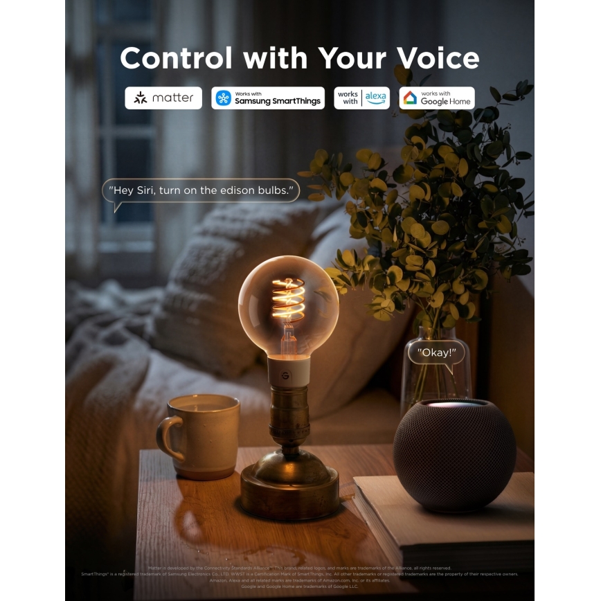Govee - LED RGBWW Stmívatelná žárovka Smart MATTER G80 E27/5W/230V 2700-6500K Wi-Fi