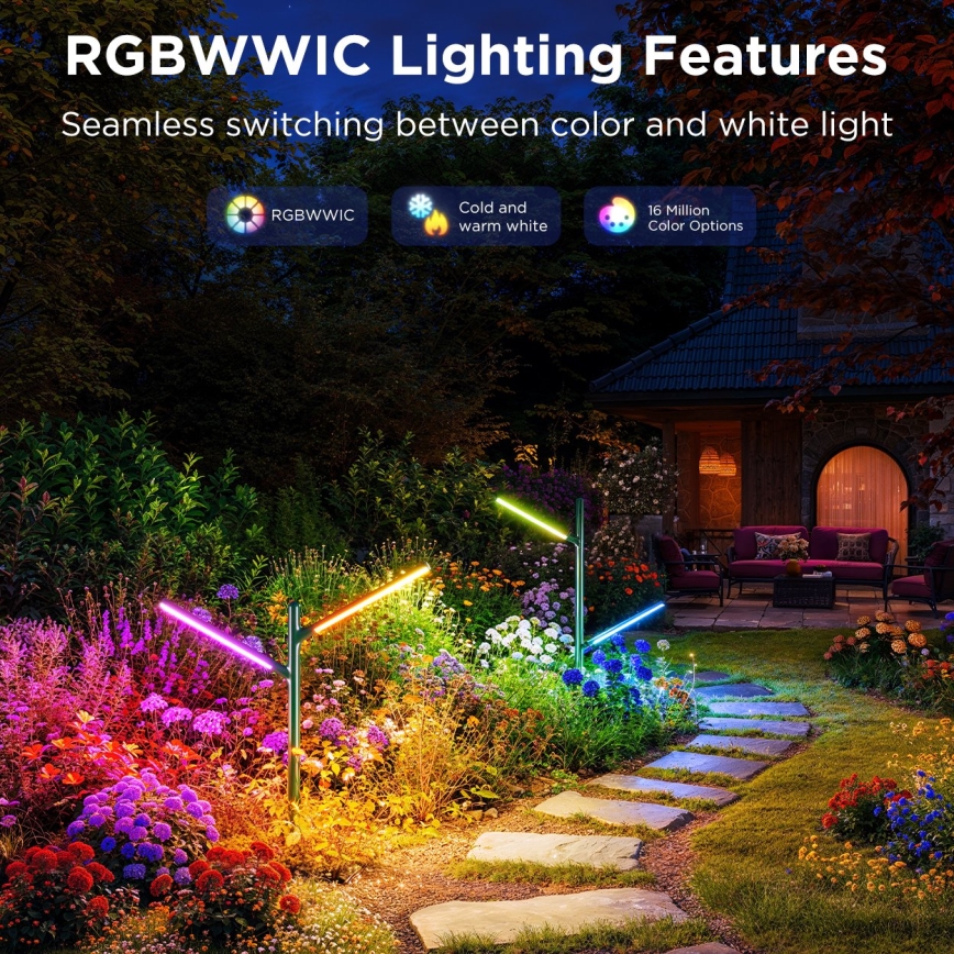 Govee - SADA 2x LED RGBICWW Stmívatelná venkovní lampa LED/18W/230V IP66 2700-6500K Wi-Fi