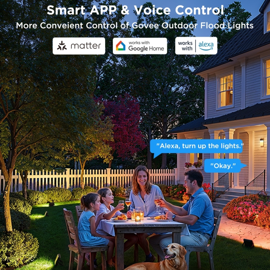 Govee - SADA 4x LED RGBICWW Stmívatelný reflektor LED/24W/230V IP66 Matter Wi-Fi