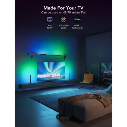 Govee - SMART LED RGBIC Panel 38cm pro TV 43-75 - 2ks Wi-Fi