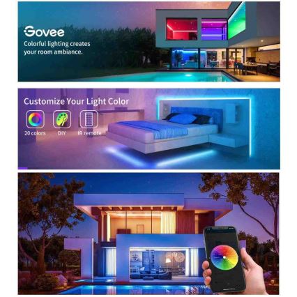 Govee - Wi-Fi RGB Smart LED pásek 15m + dálkové ovládání