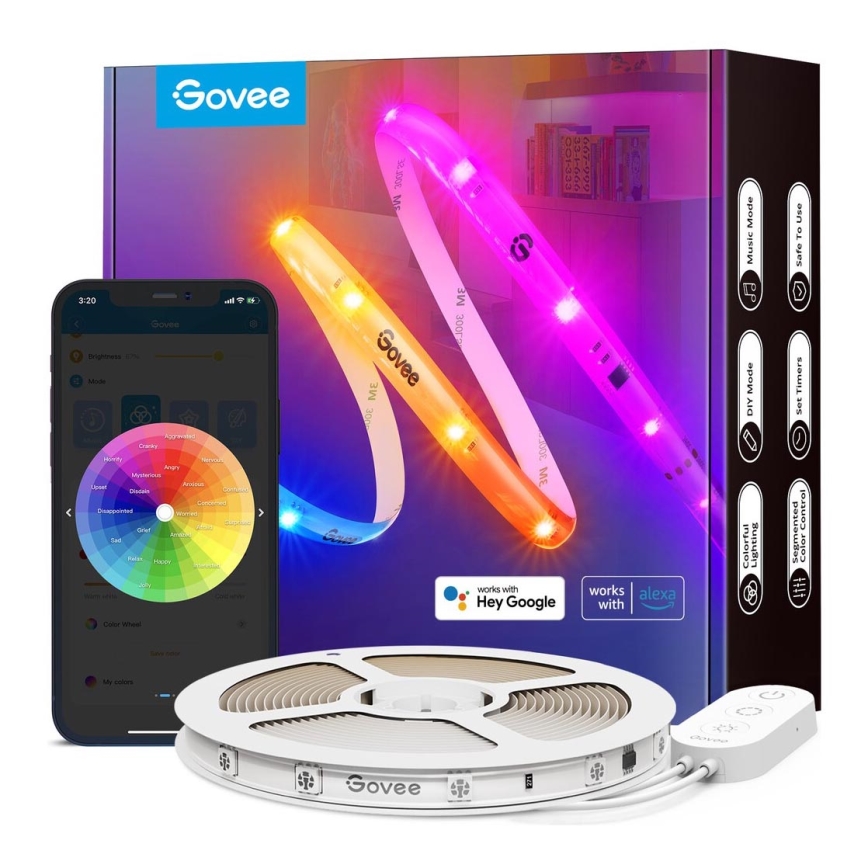 Govee - Wi-Fi RGBIC Smart PRO LED pásek 10m - extra odolný