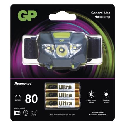 GP LED Čelovka DISCOVERY 1xLED/3xAAA