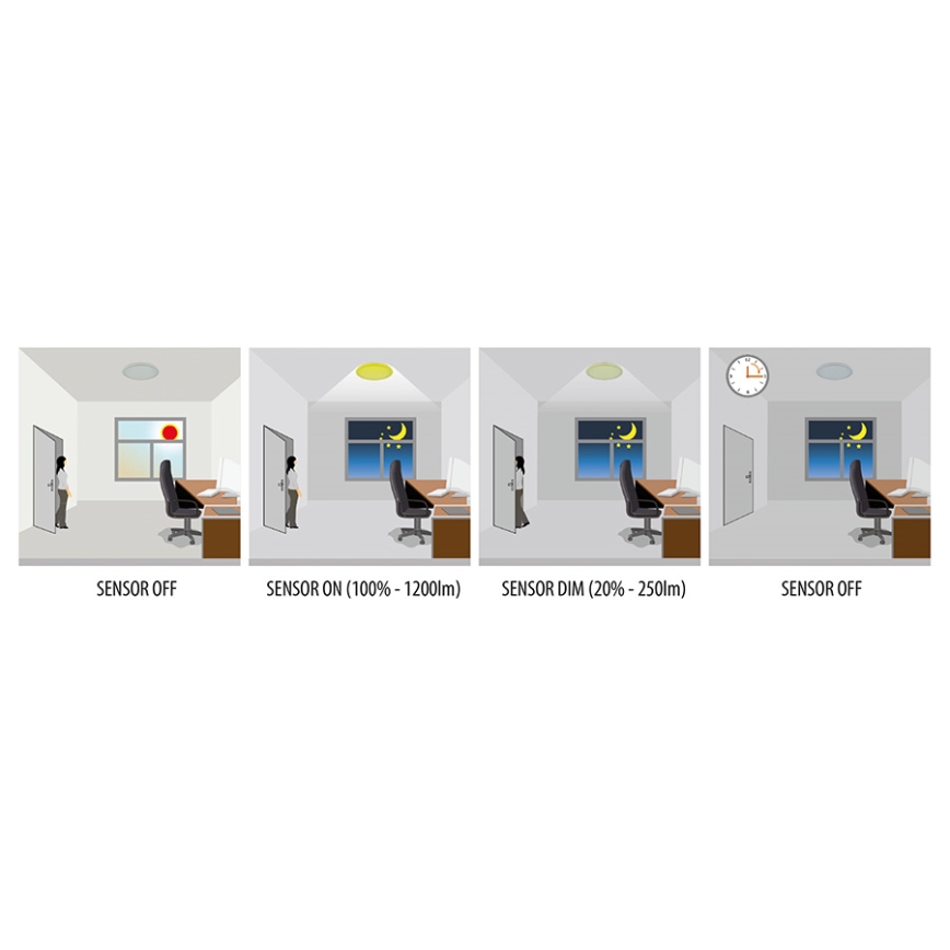 Greenlux GXPR084 - LED Stropní svítidlo se senzorem RENO PROFI LED/16W/230V IP66