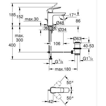 GROHE 1018562430 - Umyvadlová baterie DICE S černá