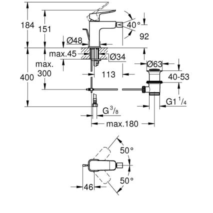 GROHE 1018772430 - Bidetová baterie DICE černá