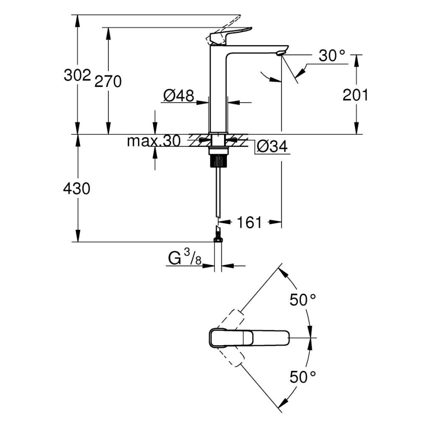 GROHE 1018920000 - Umyvadlová baterie DICE XL lesklý chrom