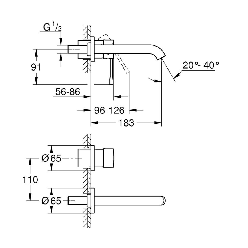 GROHE 19408001 - Umyvadlová baterie ESSENCE 183 mm lesklý chrom