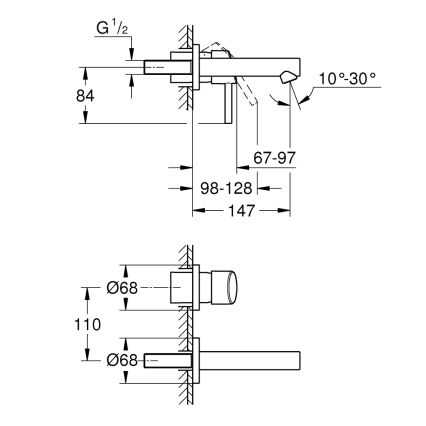 GROHE 19575001 - Umyvadlová dvouotvorová baterie CONCETTO 147 mm lesklý chrom