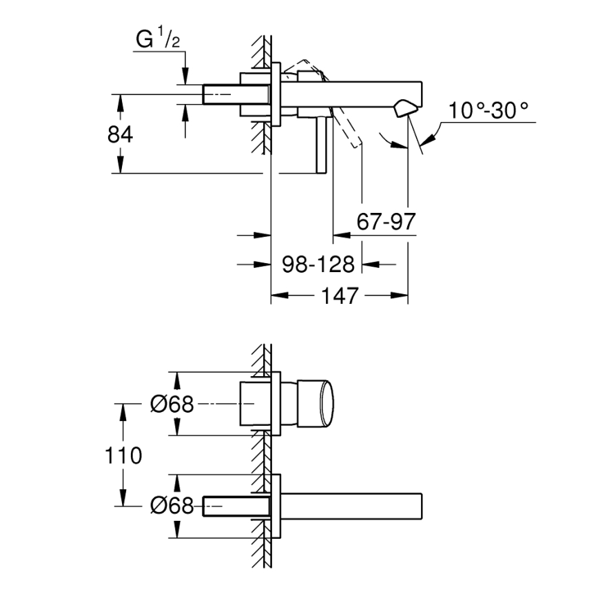 GROHE 19575001 - Umyvadlová dvouotvorová baterie CONCETTO 147 mm lesklý chrom