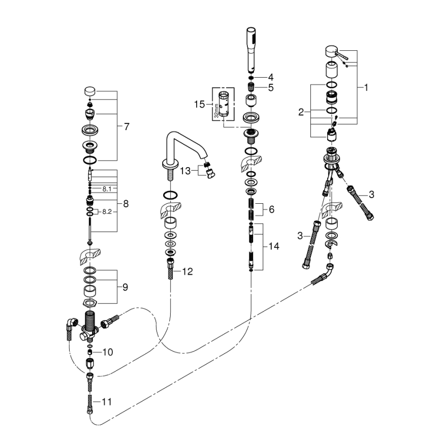 GROHE 19578DL1 - Vanová čtyřotvorová kombinace ESSENCE bronzová