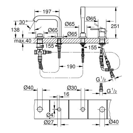 GROHE 19578DL1 - Vanová čtyřotvorová kombinace ESSENCE bronzová