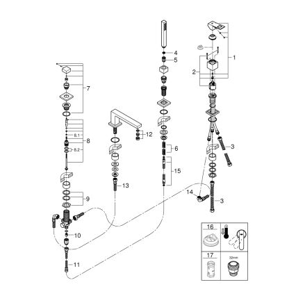 GROHE 19897001 - Vanová čtyřotvorová baterie EUROCUBE lesklý chrom