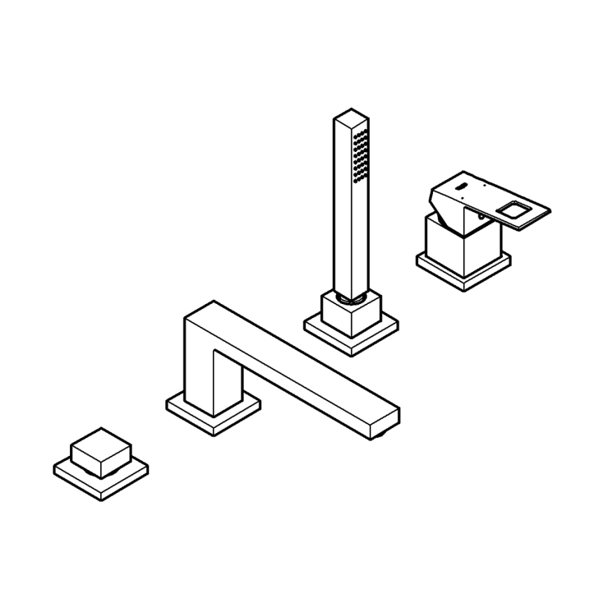 GROHE 19897001 - Vanová čtyřotvorová baterie EUROCUBE lesklý chrom