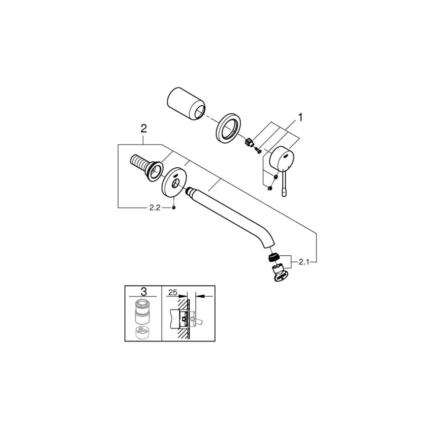 GROHE 19967AL1 - Umyvadlová baterie pro pro podomítkovou instalaci ESSENCE 230 mm grafit