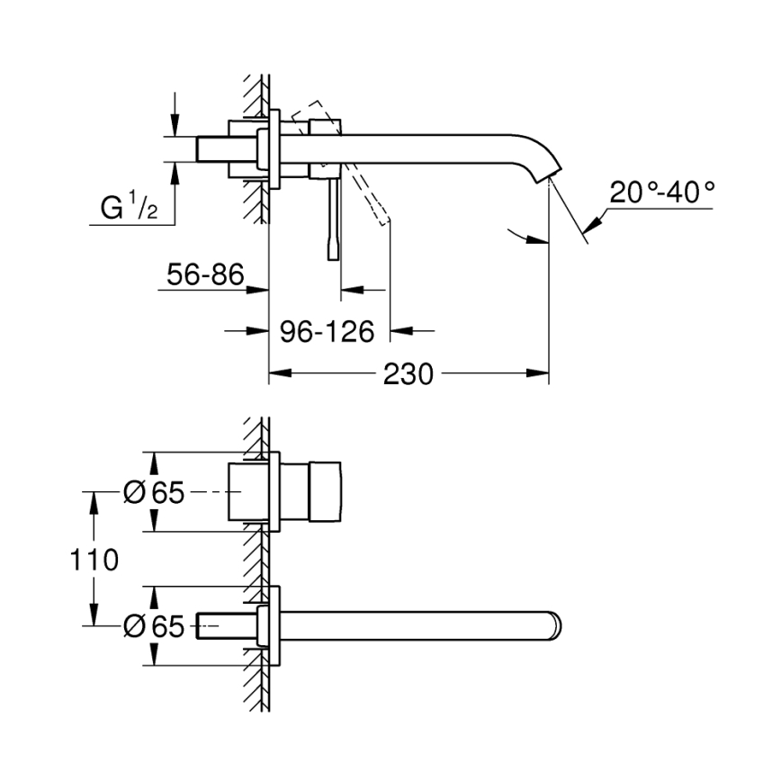 GROHE 19967GL1 - Dvouotvorová umyvadlová baterie ESSENCE 230 mm zlatá