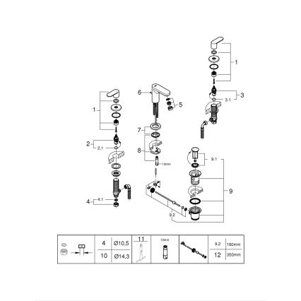 GROHE 20187000-Umyvadlová tříotvorová baterie EUROSMART COSMOPOLITAN DN 15 chrom