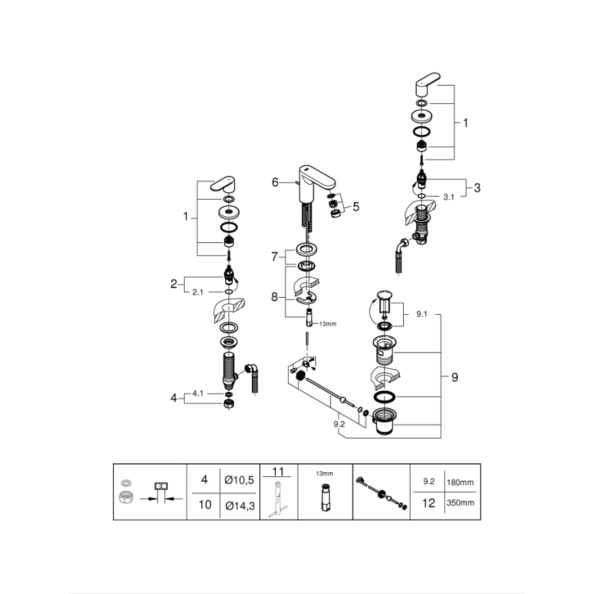 GROHE 20187000-Umyvadlová tříotvorová baterie EUROSMART COSMOPOLITAN DN 15 chrom