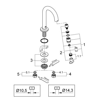 GROHE 20201000 - Stojánkový ventil UNIVERSAL 113 mm lesklý chrom