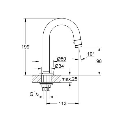 GROHE 20201000 - Stojánkový ventil UNIVERSAL 113 mm lesklý chrom