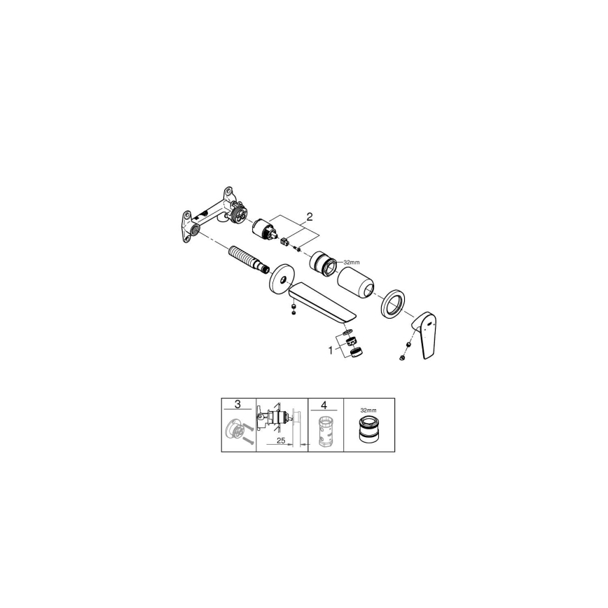 GROHE 20474001 - Umyvadlová dvouotvorová baterie 177 mm lesklý chrom