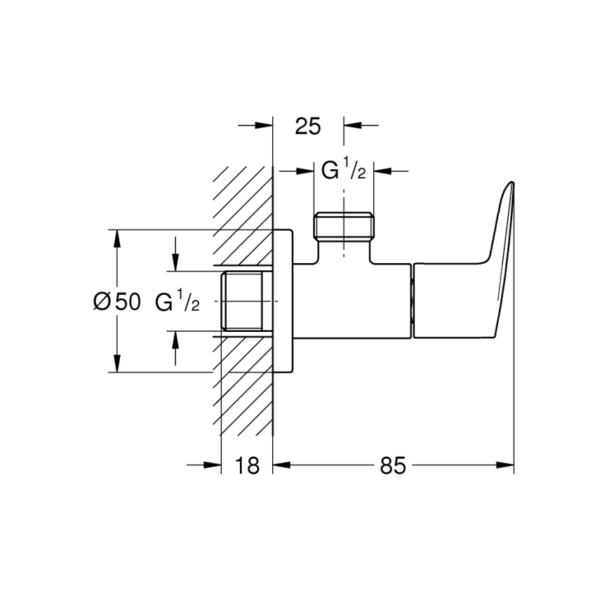 GROHE 22009001 - Rohový ventil DN 15 lesklý chrom