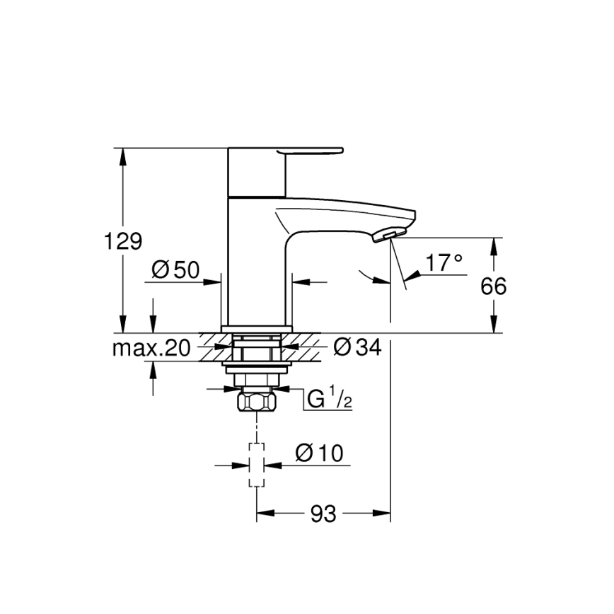 GROHE 23039002 - Stojánkový ventil EUROSTYLE COSMOPOLITAN velikost XS chrom