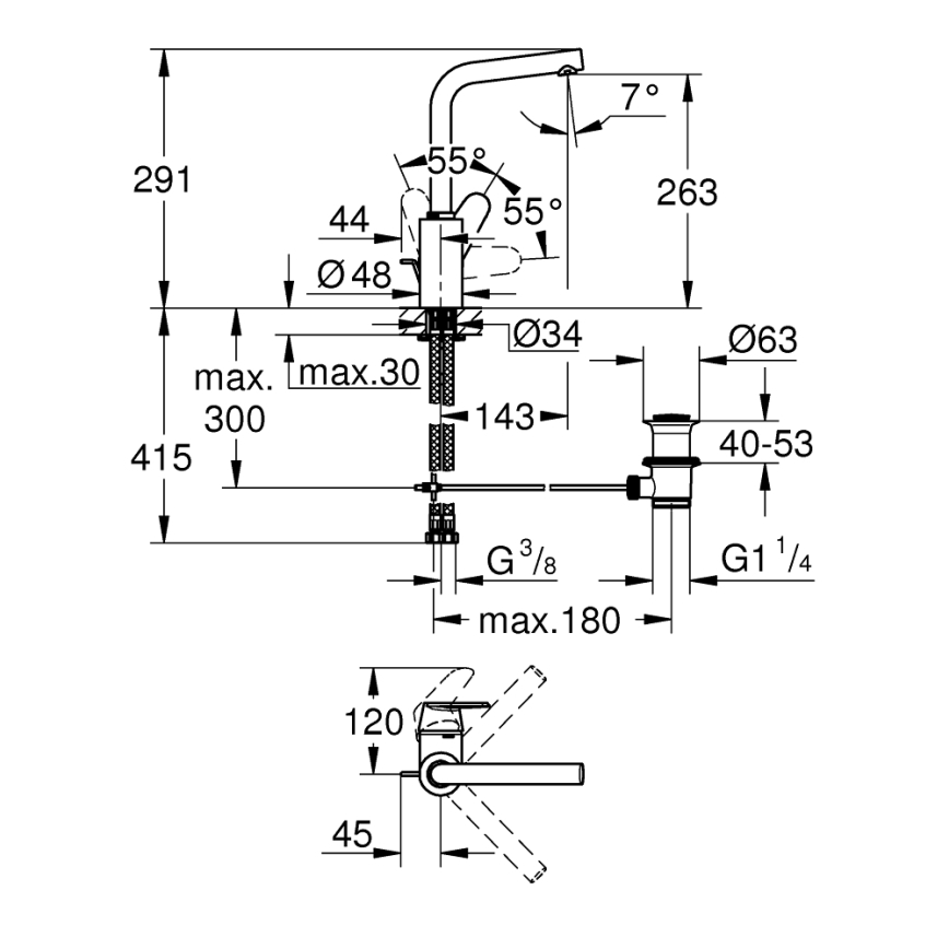GROHE 23054003 - Umyvadlová baterie EURODISC COSMOPOLITAN velikost L chrom