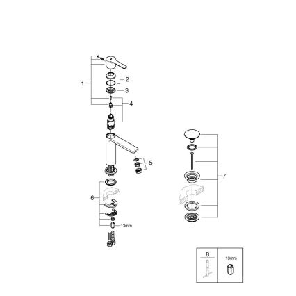 GROHE 23106001 - Umyvadlová baterie LINEARE velikost S lesklý chrom
