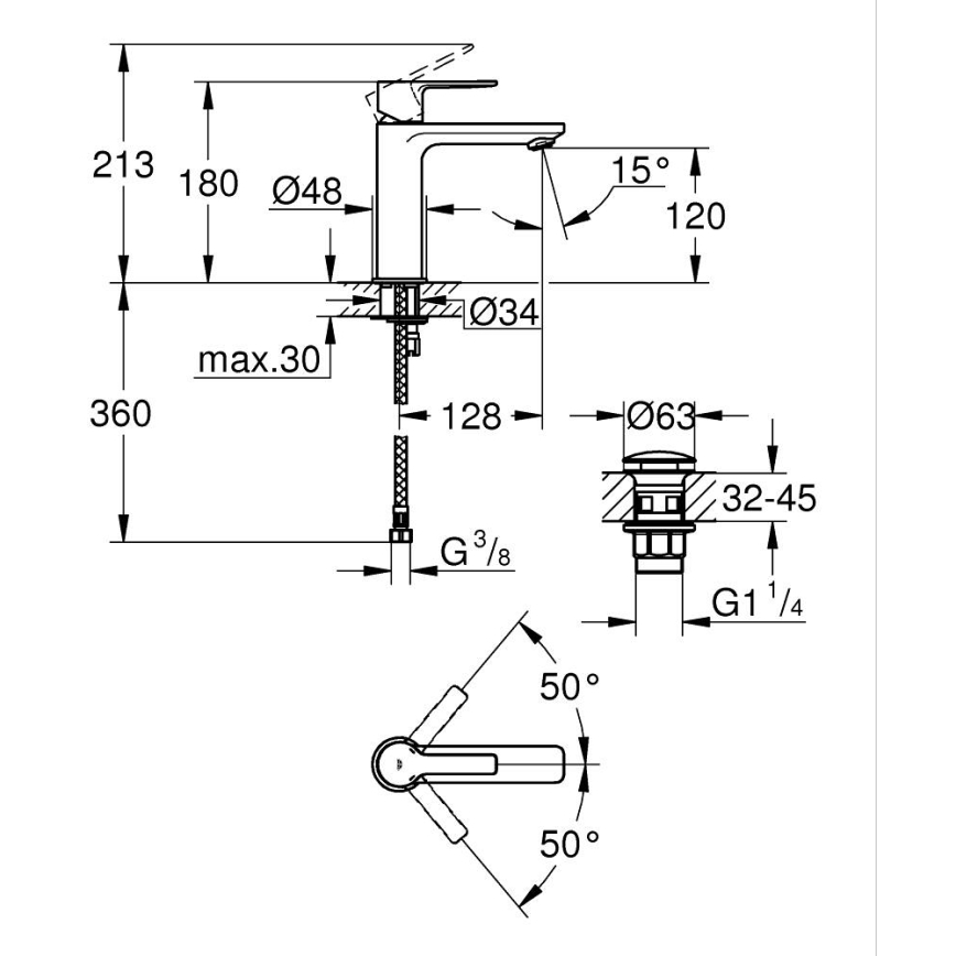GROHE 23106001 - Umyvadlová baterie LINEARE velikost S lesklý chrom