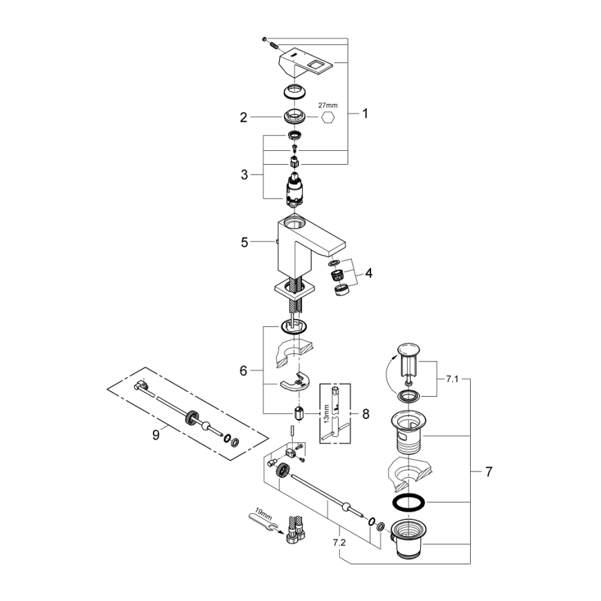 GROHE 2312700E - Umyvadlová baterie EUROCUBE velikost S lesklý chrom