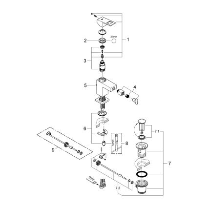 GROHE 23138000 - Bidetová baterie EUROCUBE velikost S lesklý chrom