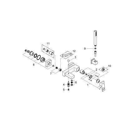 GROHE 23141000 - Vanová sada s baterií EUROCUBE DN 15 lesklý chrom