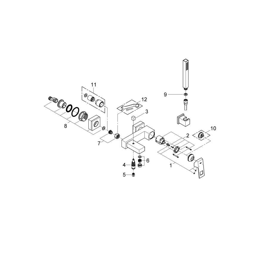 GROHE 23141000 - Vanová sada s baterií EUROCUBE DN 15 lesklý chrom