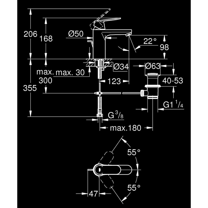 GROHE 23325000 - Umyvadlová baterie EUROSMART COSMOPOLITAN velikost M chrom