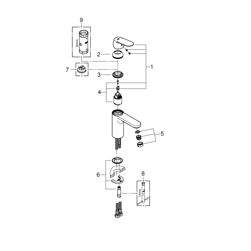 GROHE 23327000 - Umyvadlová baterie EUROSMART COSMOPOLITAN DN 15 vel. M chrom