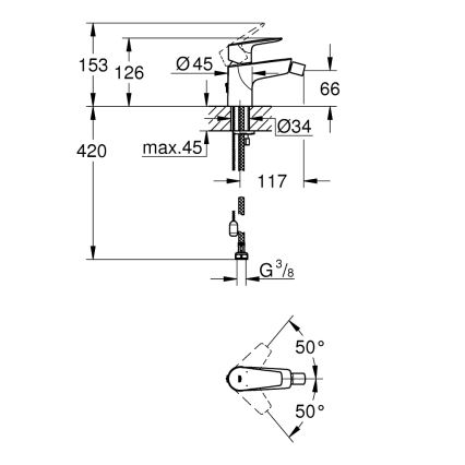 GROHE 23332001 - Bidetová baterie BAUEDGE velikost S lesklý chrom