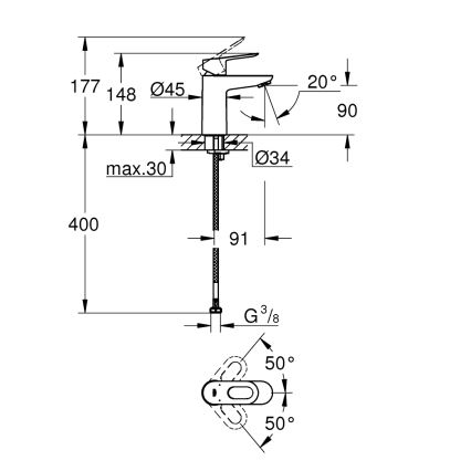 GROHE 23337000 - Umyvadlová baterie BAULOOP DN 15 lesklý chrom