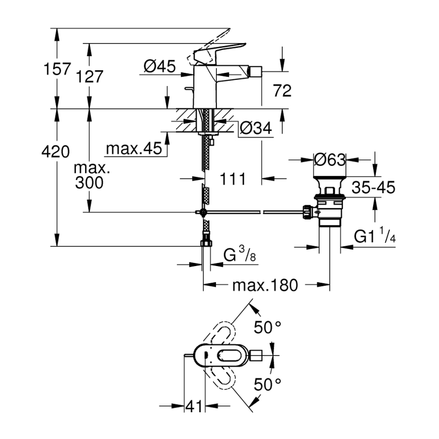 GROHE 23338000 - Bidetová baterie BAULOOP lesklý chrom