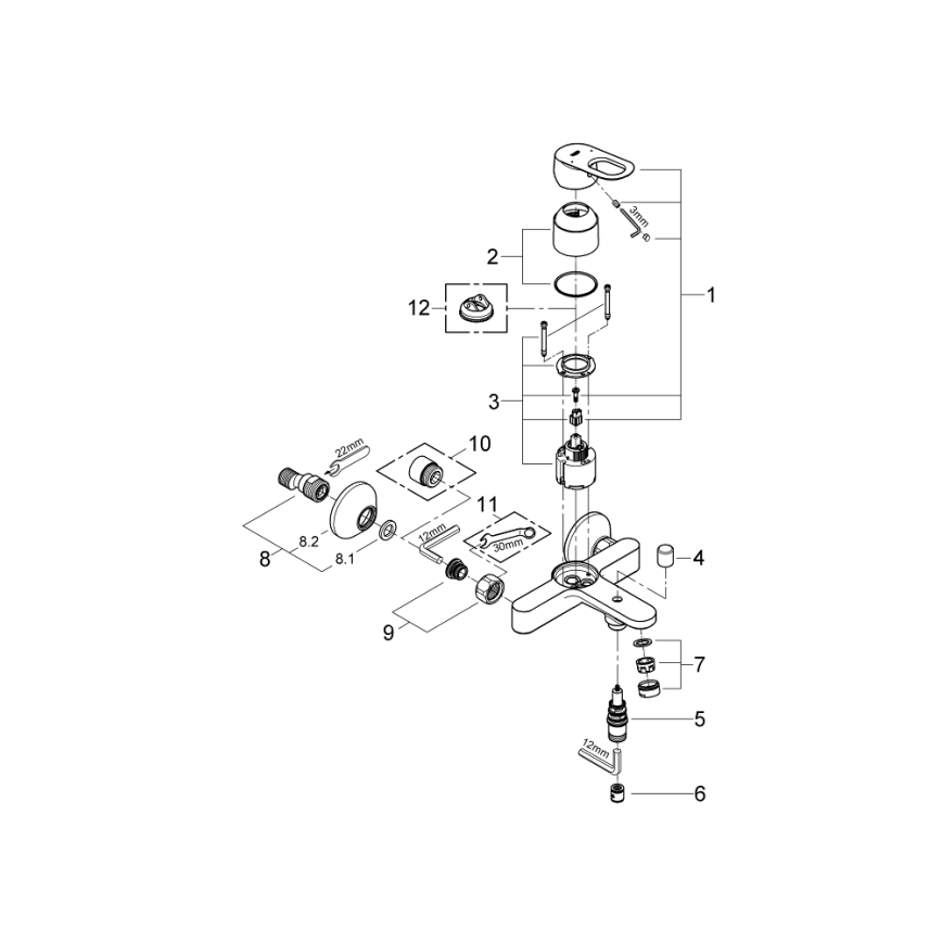 GROHE 23341000 - Vanová baterie BAULOOP DN 15 lesklý chrom