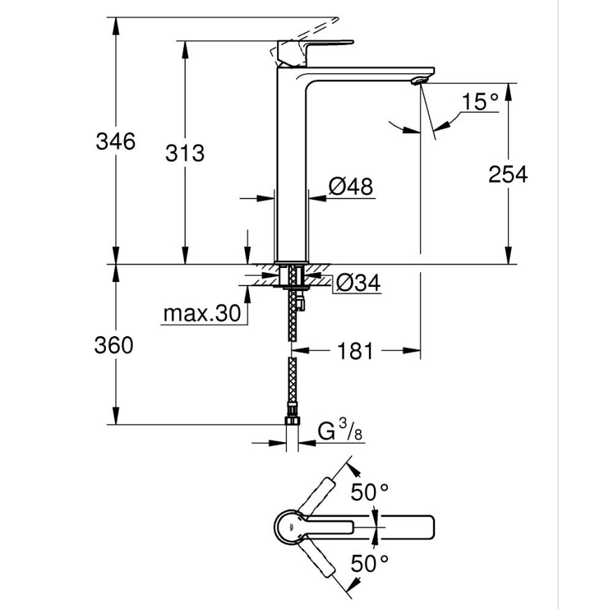 GROHE 23405001 - Umyvadlová baterie LINEARE velikost XL lesklý chrom