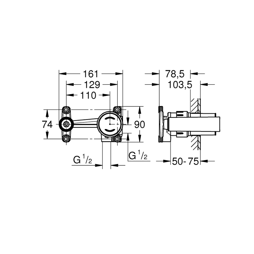 GROHE 23429000 - Pákové podomítkové vestavbové těleso DN 15 mosaz