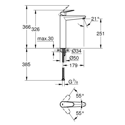 GROHE 23432000 - Umyvadlová baterie EURODISC COSMOPOLITAN velikost XL chrom